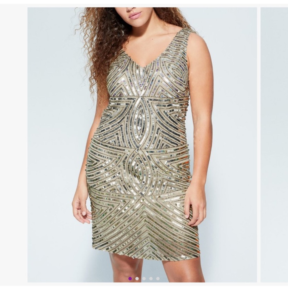 NWT Mango Silvertone Sequin Bodycon Dress- Size 10